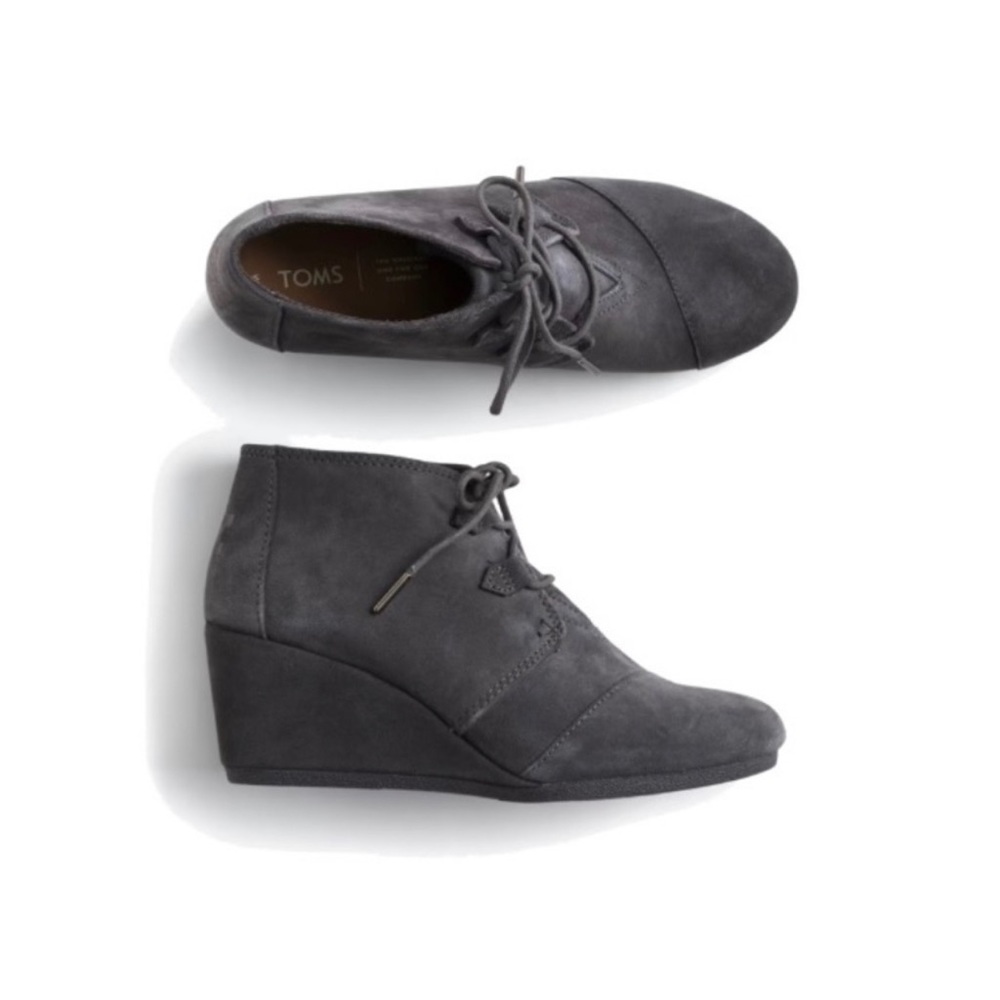 TOMS FORGED IRON GREY SUEDE WEDGE